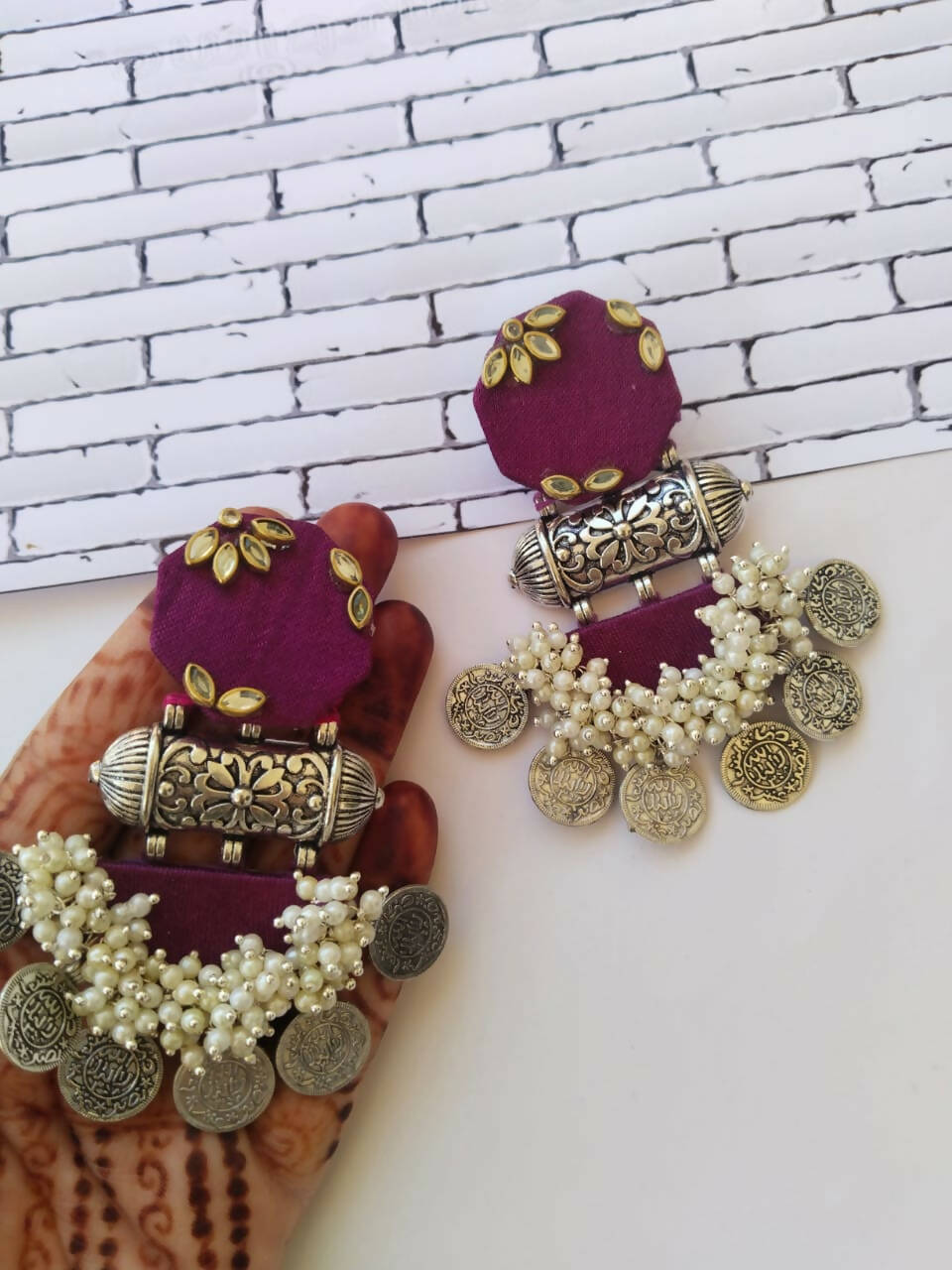 ZAVERI PEARLS Wine Color Stones & Cluster Beads Choker Necklace Earring  Maangtikka & Ring Set For - Teel